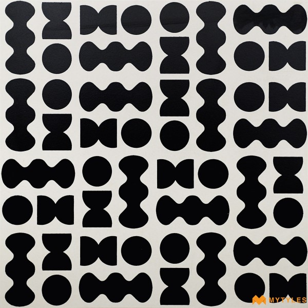 Moroccan Tiles-Black and Gray Moroccan Floor and Wall Tile Code31849 (600x600mm, Matt)
