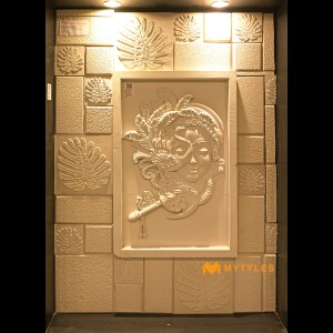 undefined-Krishna Face with Peacock Feather Stone Mural Code34249(2x3 Feet, Stone)MYTMU047