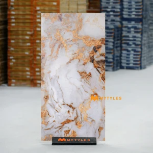 undefined-Brown Onyx Gold Carving Matt Vitrified Marble Tile Code40322 600x1200mm 2Pc Pack
