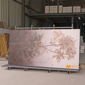 undefined-Vitrified Brown Tropical Floor and Wall Tile Code35776A/B (1200x2400mm, Matt)