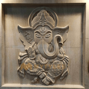 undefined-Teak Sandstone CNC Mural MYTMU015 (2x2 Feet, Stone Finish)