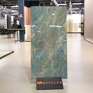 undefined-Vitrified Green Floor and Wall Tile Code37028 (600x1200mm, Glossy)