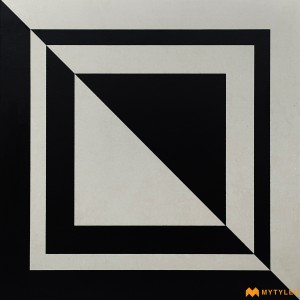 undefined-Black and Cream Moroccan Floor and Wall Tile Code31864 (600x600mm, Matt)
