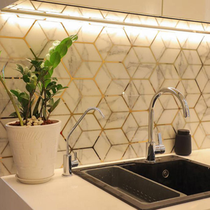 undefined-White and Gold Highlighter Wall Tile Code17976 (300x600mm, Glossy)