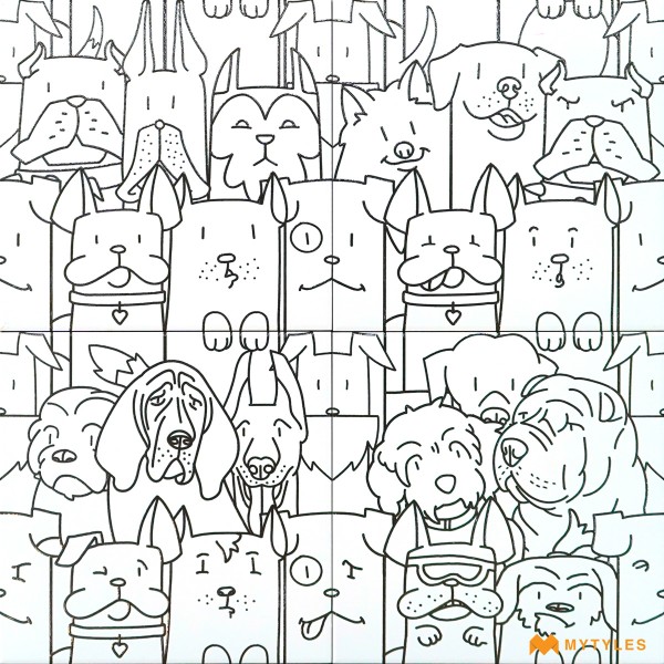 Imported Tiles-Imported White Oh My Dog Floor and Wall Tile Code32203 (250x250mm, Matt)