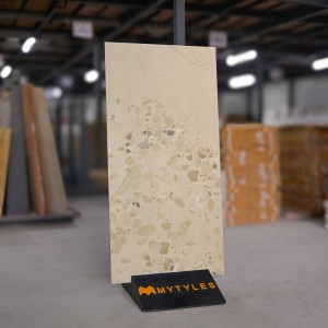 undefined-Vitrified Cream Terrazzo Floor and Wall Tile Code33033 (600x1200mm, Matt)