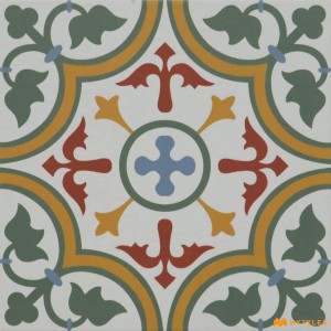 undefined-White and Green Moroccan Floor and Wall Tile Code3847 (300x300mm, Matt)