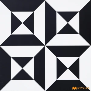undefined-White and Black Moroccan Floor and Wall Tile Code37965 (600x600mm, Matt)