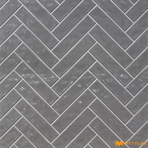 undefined-Ceramic Gray Geometric Wall Tile Code35848 (300x600mm, Glossy)