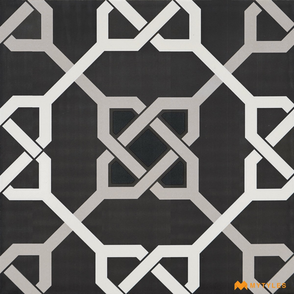 Buy 1x1 Feet Black and White Moroccan Wall & Floor Tile code26904 Online