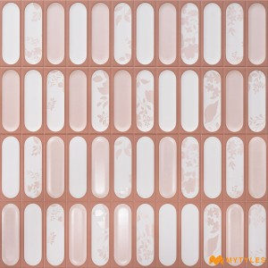 undefined-Ceramic Pink Textured Wall Tile Code35632 (300x600mm, Matt)