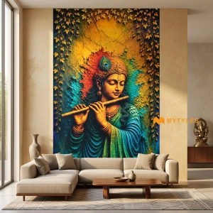 undefined-Ananda Krishna Blue Matt Vitrified Poster Tile Code40487 1200x2400mm 1Pc Pack