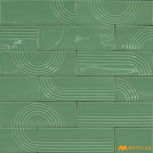 undefined-Imported Green Subway Wall Tile Code25528 (52x160mm, Glossy)
