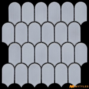 undefined-Imported White Mosaic Floor and Wall Tile Code30490 (288x297mm, Glossy)