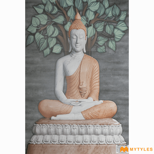 undefined-Poster Wall Tile - Buddha KC-1555  Code8326 (2x3 Feet, Matt, 3Pcs)