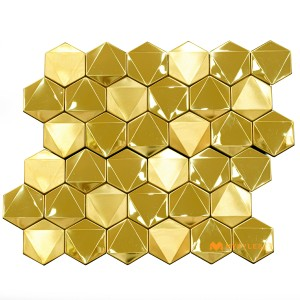 undefined-Imported Gold Mosaic Wall Tile Code32739 (257x295mm, Metallic)