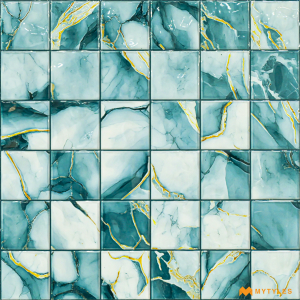 undefined-Ceramic Blue Mosaic Wall Tile Code27313 (300x300mm, Glossy)