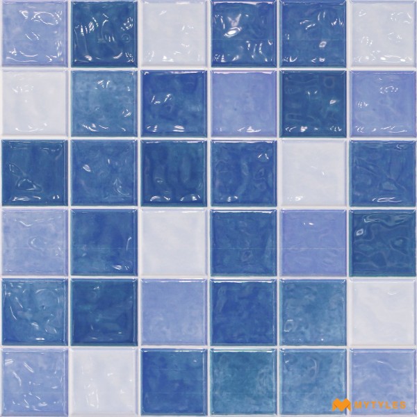 Mosaic Tiles-Ceramic Blue Mosaic Wall Tile Code31433 (300x300mm, Glossy)