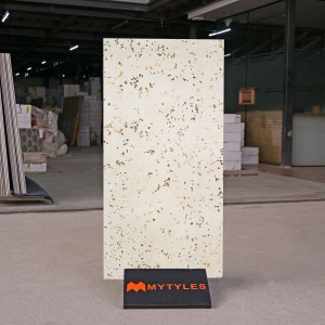 undefined-Vitrified Cream Terrazzo Floor and Wall Tile Code35381 (600x1200mm, Matt)