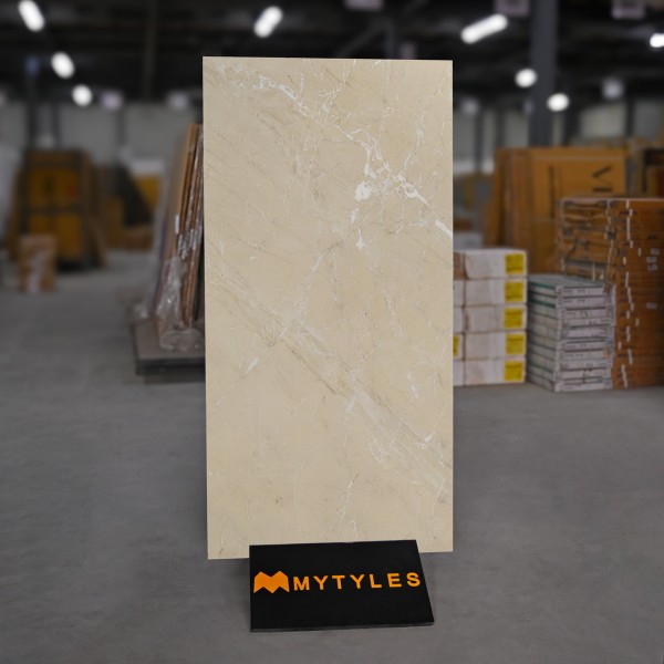 Glazed Vitrified-Vitrified Cream Floor and Wall Tile Code29381 (600x1200mm, Carving Matt)