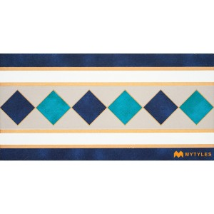 undefined-Blue Carpet Design Floor and Wall Tile Code30733 (150x300mm, Matt)