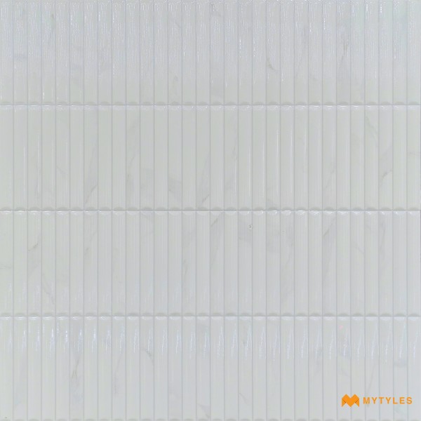 Geometric Tiles-Ceramic White Kitkat Wall Tile Code31678 (300x600mm, Glossy)