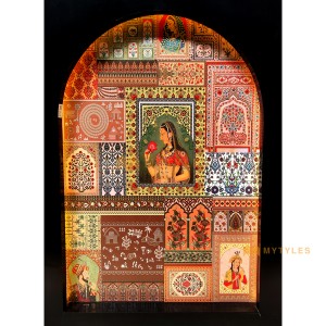 undefined-Multi Color Mughal Mural Wall Tile Code31924 (4x6Feet, Glossy/Matt,3Pcs)