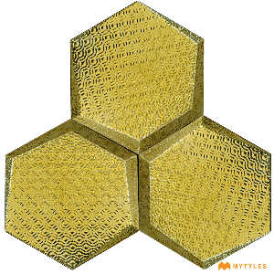 undefined-Imported Hexagon Wall Tile Code1574 (150x170mm, Metallic)
