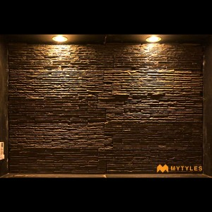 undefined-Natural Stone Cladding Code16487  Black Waterfall Mosaic (150x600mm, Stone)