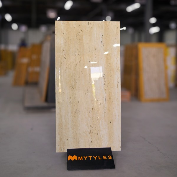 Glazed Vitrified-Vitrified Cream Floor and Wall Tile Code10235 (600x1200mm, Glossy)