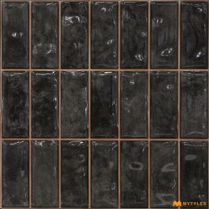 undefined-Ceramic Black Geometric Wall Tile Code32583 (300x300mm, Glossy)