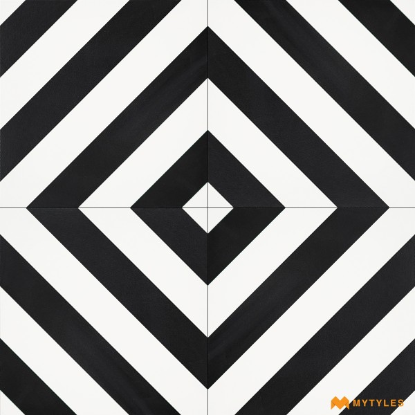Moroccan Tiles-White and Black Moroccan Floor and Wall Tile Code16962 (300x300mm, Matt)