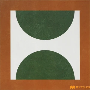 undefined-Brown Frame Green White Matt Ceramic Moroccan Tile Code39782 300x300mm 11Pc