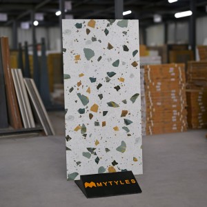 undefined-Vitrified Blue Terrazzo Floor and Wall Tile Code28608 (600x1200mm, Matt)