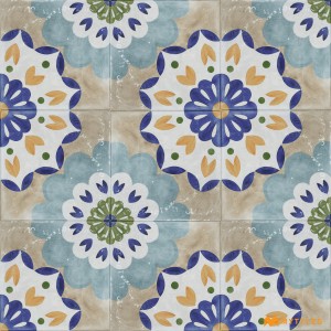undefined-Vitrified Blue Moroccan Floor and Wall Tile Code33166 (200x200mm, Glossy)
