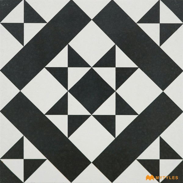 Moroccan Tiles-White and Black Moroccan Floor and Wall Tile Code4441 (300x300mm, Matt)