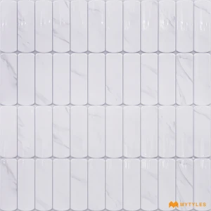 undefined-Ceramic White Geometric Wall Tile Code38243 (300x600mm, Glossy)