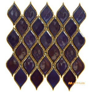 undefined-Imported Blue Mosaic Floor and Wall Tile Code32751 (264x280mm, Metallic)