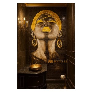 undefined-Brown With Yellow Marina Poster Wall Tile Code32369 (600x1200mm, Sugar, 4Pcs)