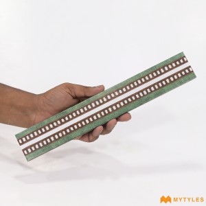 undefined-Vitrified Green Border Floor and Wall Tile Code36097 (47x300mm, Matt)