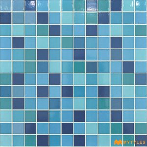 undefined-Ceramic Blue Swimming Pool Mosaic Tile Code26751 (300x300mm, Glossy)