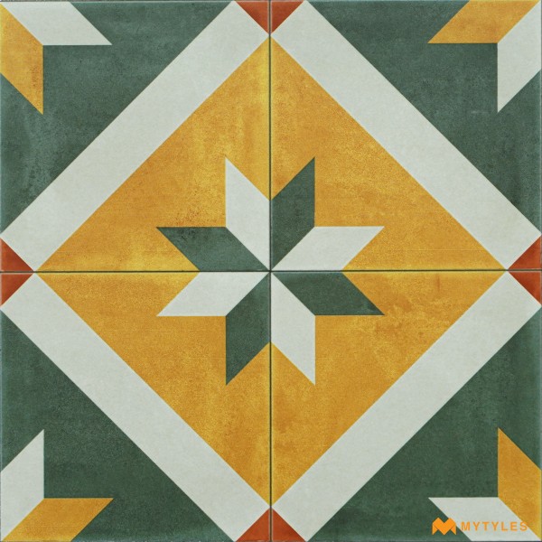 Carpet Rangoli Tiles-Green Carpet Design Floor and Wall Tile Code31114HL2 (300x300mm, Matt)