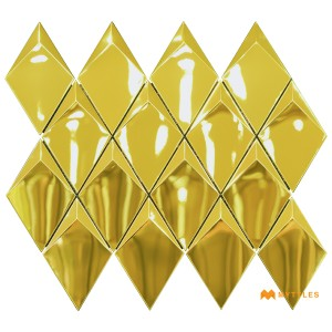 undefined-Imported Gold Metal Mosaic Wall Tile Code31536 (260x300mm, Metallic)