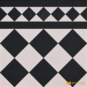 undefined-Victorian Checkerboard Border Matt Vitrified Carpet Tile Code40479B 300x300mm