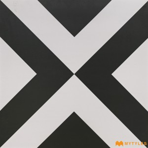 undefined-White and Black Moroccan Floor and Wall Tile Code30798 (600x600mm, Matt)