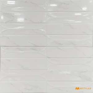 undefined-Ceramic White Geometric Wall Tile Code31662 (300x600mm, Glossy)