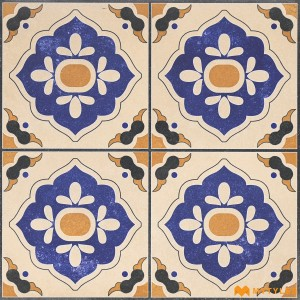 undefined-Cream and Blue Moroccan Floor and Wall Tile Code27010 (600x600mm, Matt)