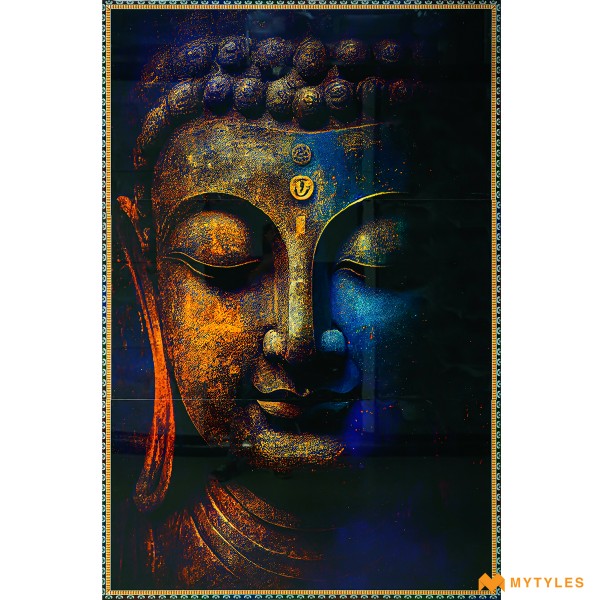 Poster Wall Tile-Vitrified Buddha Poster Wall Tile Code31373 (4x6 Feet, Glossy, 3Pcs)