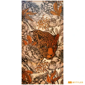 undefined-Vitrified Vintage Leopard Wall Poster Tile Code38772 (4x8 Feet, Matt)
