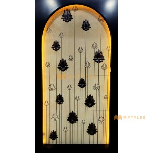 undefined-Vitrified Black Lotus Poster Wall Tile Code31930 (4x8 Feet, Matt, 4Pcs)